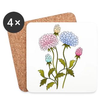 Fleur - Dessous de verre (lot de 4) - blanc - Devant
