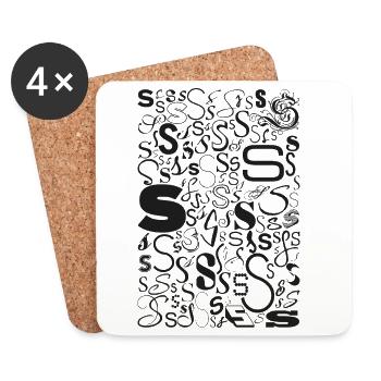 Typo S - Conception de lettres pour les amateurs de polices de caractères - Dessous de verre (lot de 4) - blanc - Devant