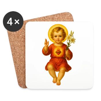 Holy Child with Heart Ray and Lilies - Coasters (set of 4) - white - Front