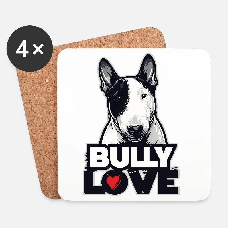 BULLY LOVE – Bullterrier Design  - Untersetzer (4er-Set) - Weiß