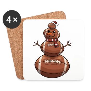 Football Cartoon Snowman - Coasters (set of 4) - white - Front