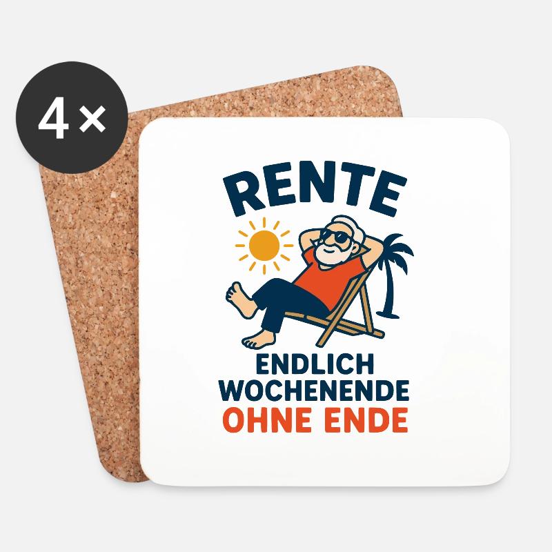 Rente - endlich Wochenende ohne Ende - Untersetzer (4er-Set) - Weiß