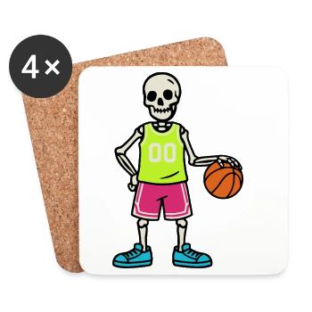 Skelett Basketball – Neon Trikot 00 - Untersetzer (4er-Set) - Weiß - Vorne
