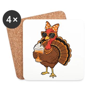 Amateur de café de dinde Drôle d’ambiance de Thanksgiving - Dessous de verre (lot de 4) - blanc - Devant