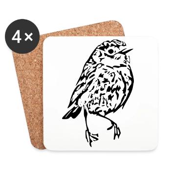 T-shirt oiseau idée cadeau Noël - Dessous de verre (lot de 4) - blanc - Devant