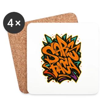 Graffiti Lettering Spray Art - Coasters (set of 4) - white - Front