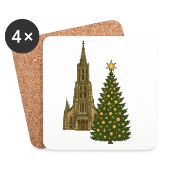 Ulm Christmas Market | Ulm Minster - Coasters (set of 4) - white - Front