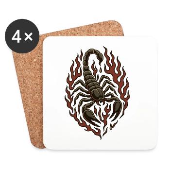 Flame Skorpion Illustration - Untersetzer (4er-Set) - Weiß - Vorne