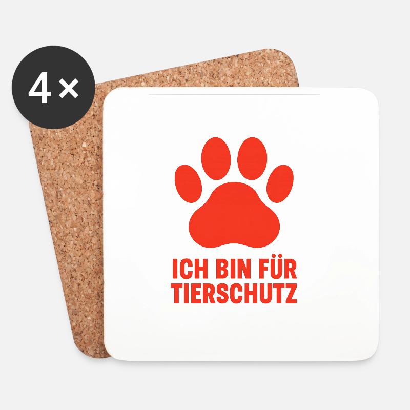 Pfotenabdruck Tierschutz Botschaft - Untersetzer (4er-Set) - Weiß