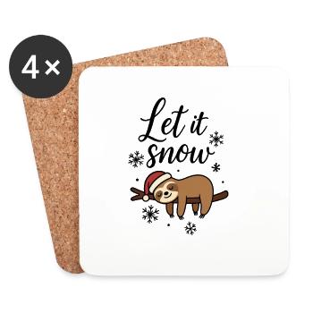 Peluche paresseux Let it Snow Motif de Noël - Dessous de verre (lot de 4) - blanc - Devant