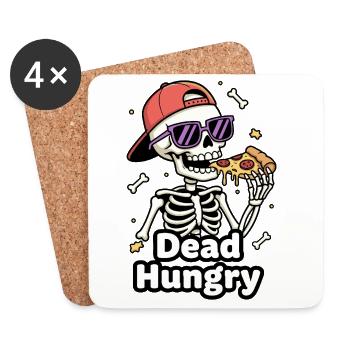 Dead Hungry Skeleton Pizza - Coasters (set of 4) - white - Front