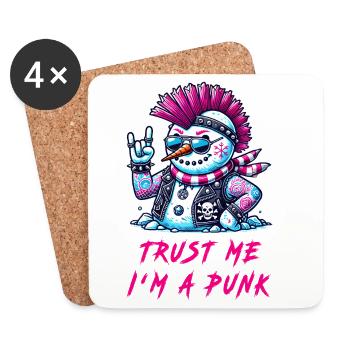Punk Schneemann – Trust Me - Untersetzer (4er-Set) - Weiß - Vorne