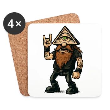 Der Metal-Zyklop - Untersetzer (4er-Set) - Weiß - Vorne