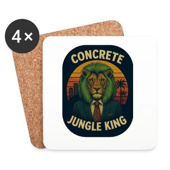 Concrete Jungle King - Punk Lion en costume rétro - Dessous de verre (lot de 4) - blanc - Devant