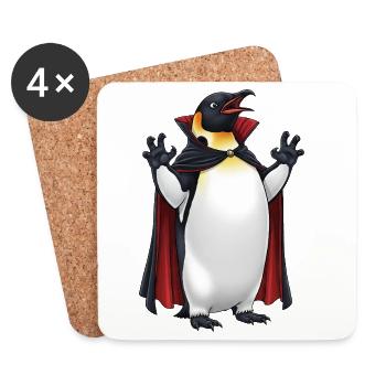 Funny Halloween Penguin Vampire Creepy Cartoon - Coasters (set of 4) - white - Front