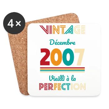 Anniversaire 18 ans - Vintage - Décembre 2007 - Dessous de verre (lot de 4) - blanc - Devant