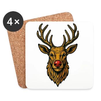 Vintage Weihnachten Rentier - Untersetzer (4er-Set) - Weiß - Vorne