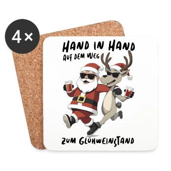 Père Noël Renne Noël Fun Vin chaud - Dessous de verre (lot de 4) - blanc - Devant