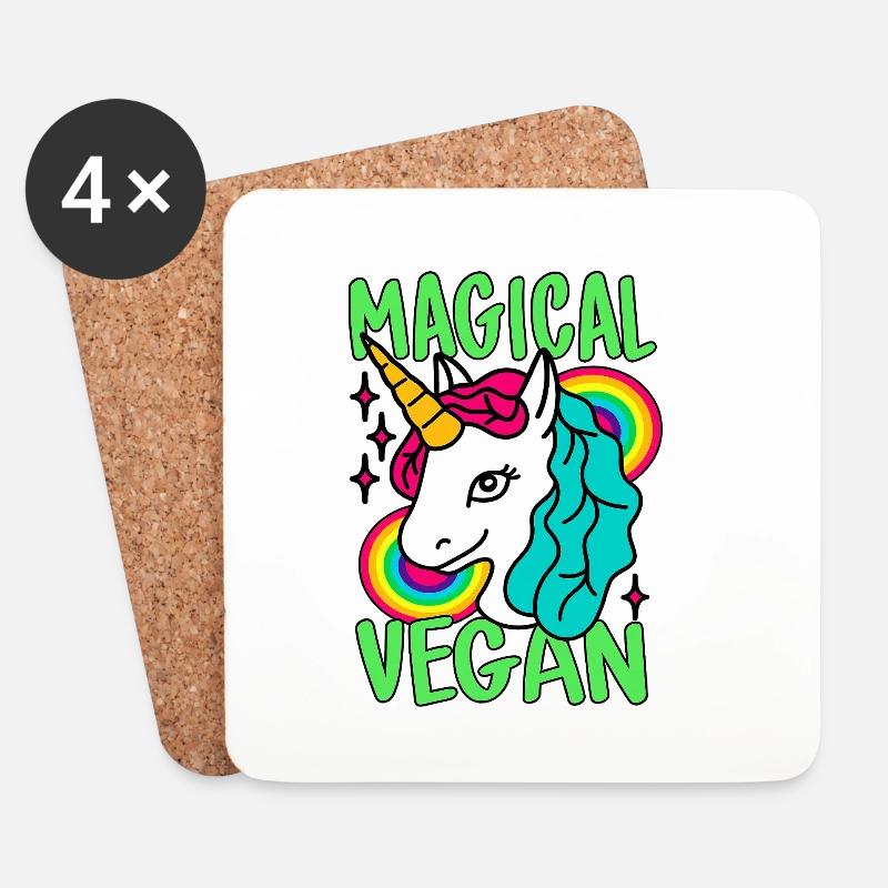 Magisches Go Vegan-Einhorn - Untersetzer (4er-Set) - Weiß