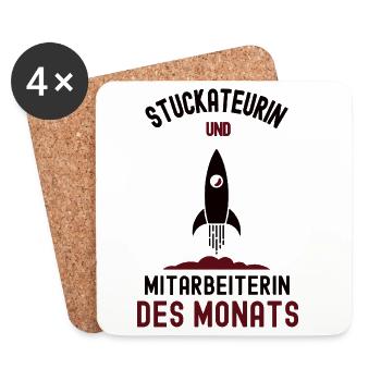 Mitarbeiterin des Monats Stuckateurin Stuckateur - Untersetzer (4er-Set) - Weiß - Vorne