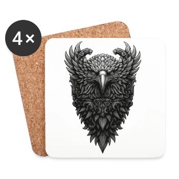 Écusson du corbeau d’ébène - Dessous de verre (lot de 4) - blanc - Devant