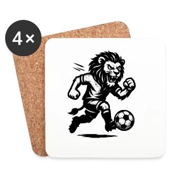 Lion de combat avec balle - Dessous de verre (lot de 4) - blanc - Devant