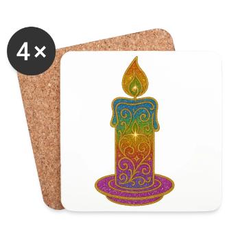 Glitzerkerze Farbverlauf Ornament - Untersetzer (4er-Set) - Weiß - Vorne