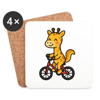 Girafe à vélo - Dessous de verre (lot de 4) - blanc - Devant