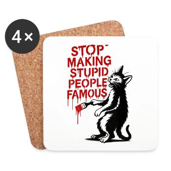 Stop Making Stupid People Famous - Coasters (set of 4) - white - Front
