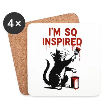 Inspired Cat Art Design - Coasters (set of 4) - white - Front