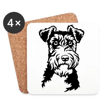 Fox Terrier Head - Coasters (set of 4) - white - Front