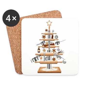 Kitchen tree made of baking tools - Coasters (set of 4) - white - Front