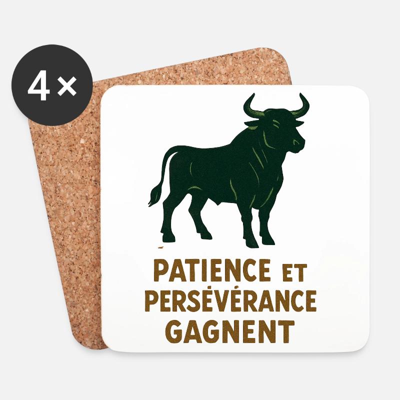 Sternzeichen Stier - Astrologie - Untersetzer (4er-Set) - Weiß