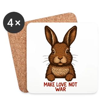 Peace Bunny – Love instead of War - Coasters (set of 4) - white - Front