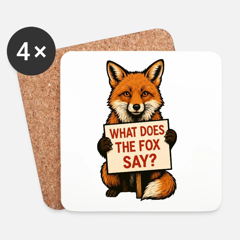 Fuchs | What does the fox say? - Untersetzer (4er-Set) - Weiß