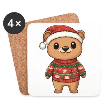 Noël de l’ours - Dessous de verre (lot de 4) - blanc - Devant