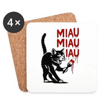DripMeow Art Chat - Dessous de verre (lot de 4) - blanc - Devant