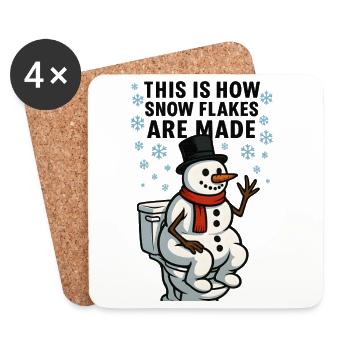 Les flocons de neige sont faits Toilette bonhomme de neige - Dessous de verre (lot de 4) - blanc - Devant