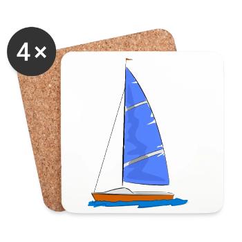 Sailboat blue sail - Coasters (set of 4) - white - Front