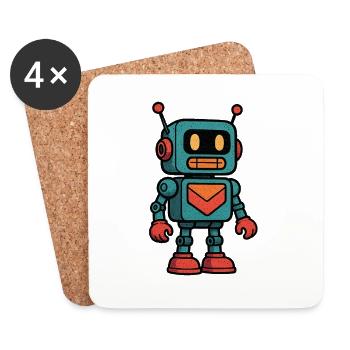 Retro Robot Letter Holder - Coasters (set of 4) - white - Front