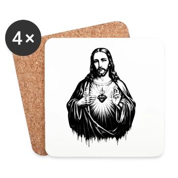 Heart of Jesus Light Sign - Coasters (set of 4) - white - Front