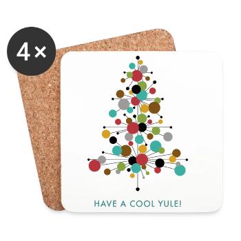 Have a Cool Yule! – Retro Weihnachtsdesign - Untersetzer (4er-Set) - Weiß - Vorne
