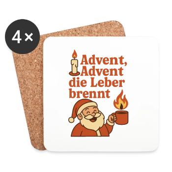 Advent Weihnachtsmann Leber Brennt Witzig Glühwein - Untersetzer (4er-Set) - Weiß - Vorne