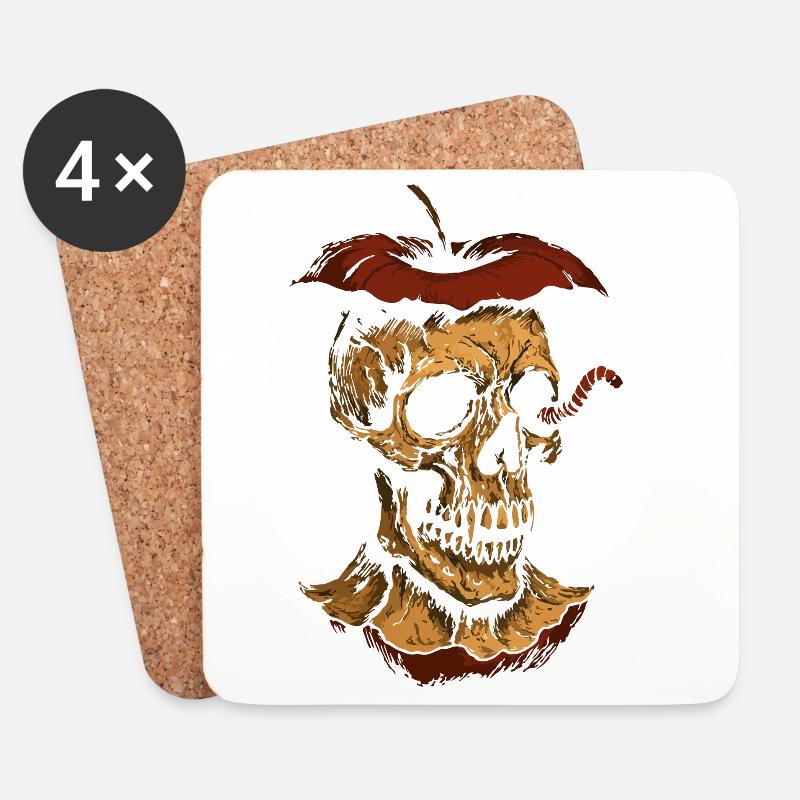Fauler Apfel Totenkopf Kunst – Dunkles Design - Untersetzer (4er-Set) - Weiß