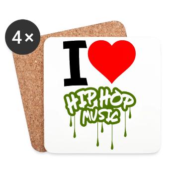 I Love Hip Hop Music - Coasters (set of 4) - white - Front