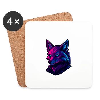 Neon Fuchs Kopf im Cyberpunk-Stil - Untersetzer (4er-Set) - Weiß - Vorne