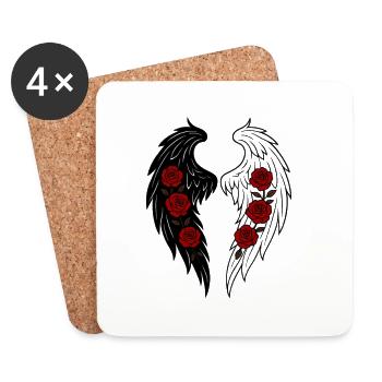 Rose Wings Angel Wings Angel Wings - Coasters (set of 4) - white - Front