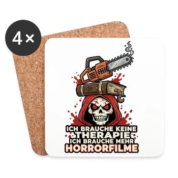 Horror Movies Skull and Saw - Coasters (set of 4) - white - Front
