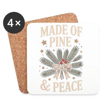 Design de Noël naturel - Dessous de verre (lot de 4) - blanc - Devant
