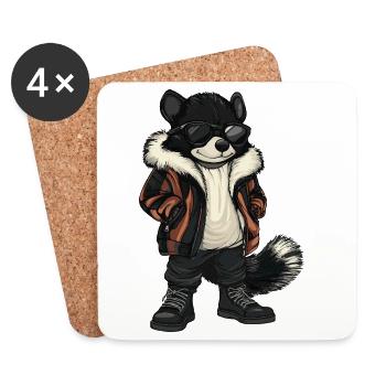 Skunk Hiver frais - Dessous de verre (lot de 4) - blanc - Devant